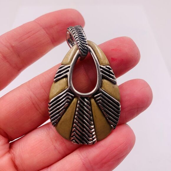 Lia Sophia Verona Gold Slide Pendant Oval Bronze Boho Style - Picture 3 of 5